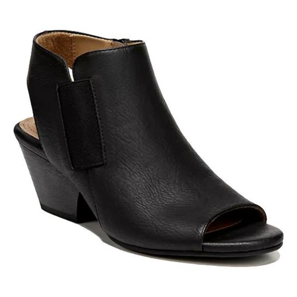 Natural Soul Shoes - Natural Soul Vegan Leather Black Daph Peep Toe Boots Size 8